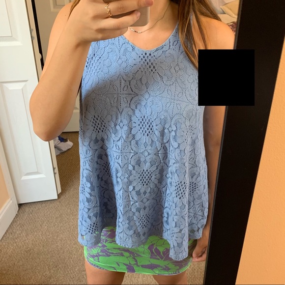 Baby Blue Lace Tank Top Size XS Francesca’s/Alya - Picture 3 of 7